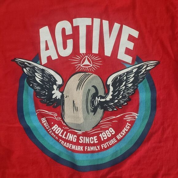 Active Skate Co. Rolling Since 1989 Graphic Print Short Sleeve Shirt Size Small - Picture 7 of 9